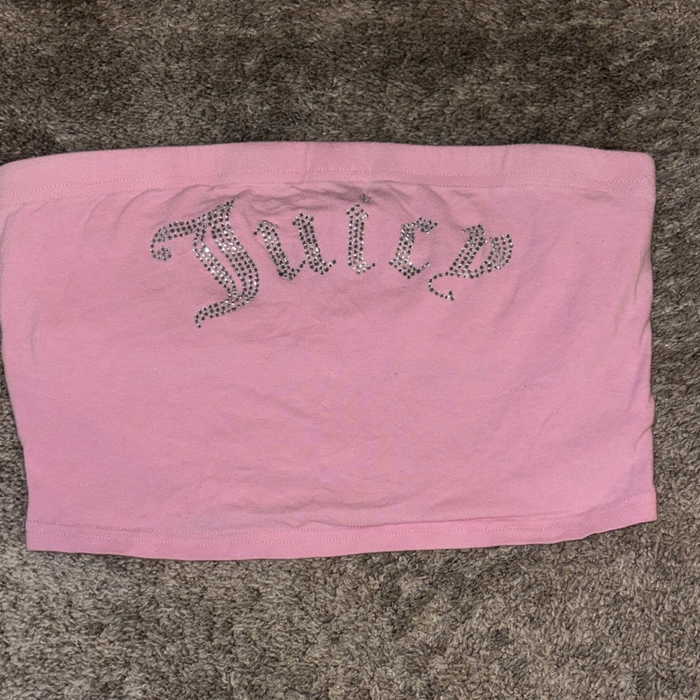 Juicy Couture Pink Crop Top with Rhinestone Logo
